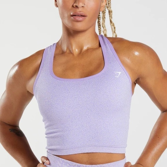 Gymshark Soft Lilac Purple Adapt Animal Seamless Crop Tank Size Small - Picture 1 of 10